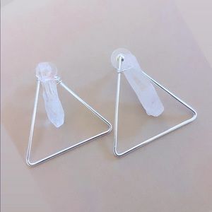 Silver handmade energy earrings with quartz stone